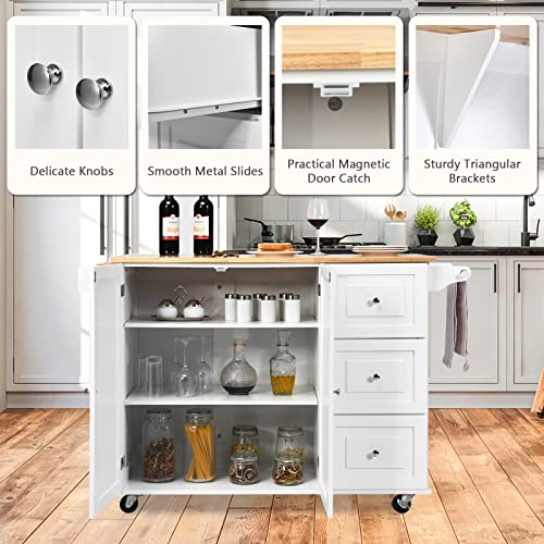 SILKYDRY Kitchen Island with Stainless Steel Top and Storage Cabinet H59405