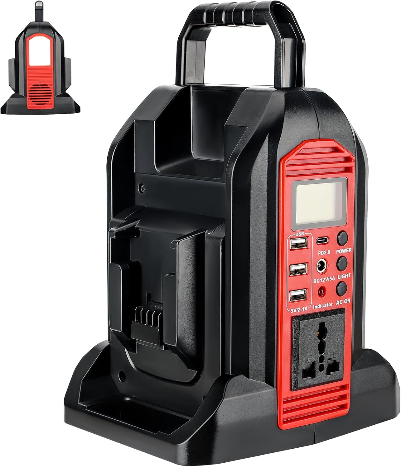 Power Inverter for Milwaukee M18 18V Battery, 350W Power Supply Inverter Outdoor Generators Converter DC 20V to AC 110V ~120V with AC Outlet &USB Port&Type-C Port& LED Light Charger Adapter