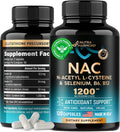 NAC Supplement | Selenium | B6 | B12 - Antioxidant, Immune Support - N Acetyl Cysteine 600 mg per Capsule, 1200 mg per Serving - Made in USA - Non-GMO, Gluten-Free, Vegan - 2 Month Supply