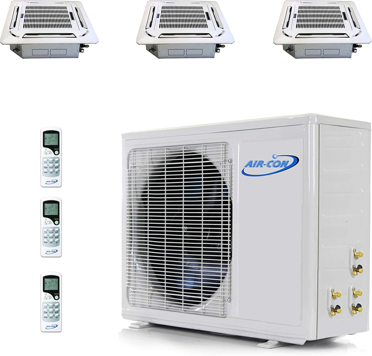 Multi Zone Mini Split Ductless Air Conditioner – Tri 3 Zone 12000 + 12000 + 12000- Pre-Charged Inverter Compressor - Ceiling Cassette - US Parts and Support