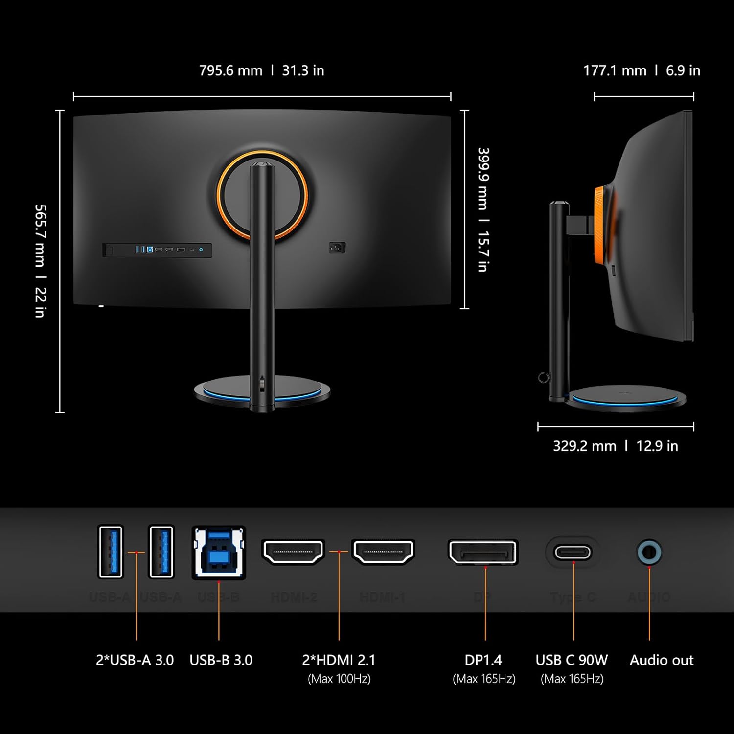 INNOCN 34" USB-C Curved Ultrawide Gaming Monitor 3440x1440p 165Hz Y43259