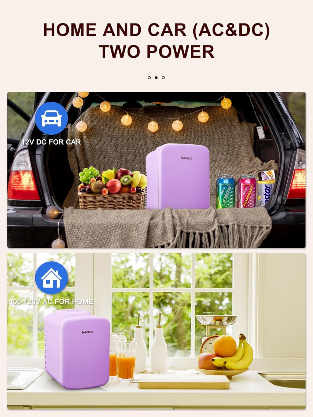 Mini Fridge 3.7 Liter Portable Cooler and Warmer for Skincare, Beverage, Food (Purple) B95870