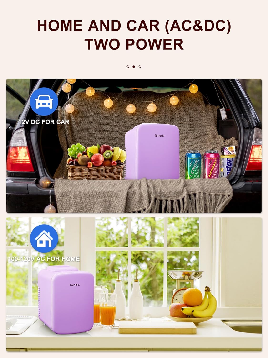 Mini Fridge 3.7 Liter Portable Cooler and Warmer for Skincare, Beverage, Food (Purple) B95870