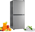 Compact Mini Fridge with Freezer 4.0 Cu.Ft Dual Zone Small Refrigerator 7 Level Adjustable Mechanical Thermostat Removable Glass Shelves LED Lighting for Bedroom, Kitchen, Dorm, Apartment, Bar, Office