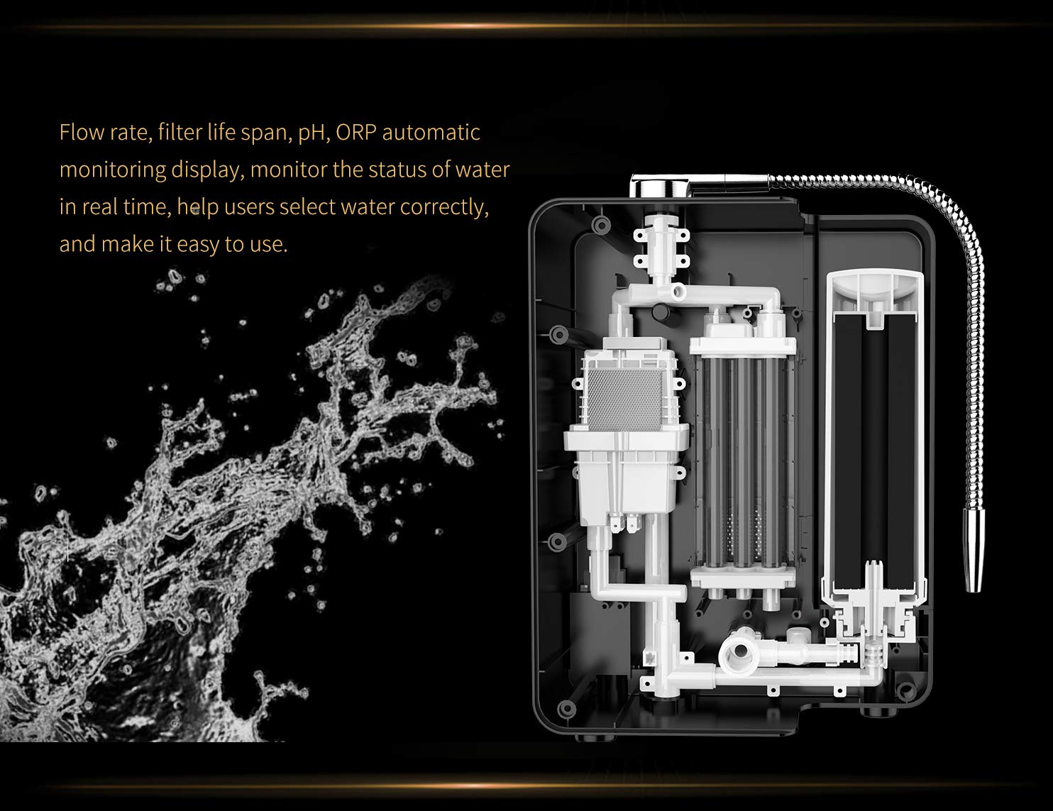 Water Ionizer and Purifier Machine, pH 3-11 Alkaline Acid Water, 11 Plate Electrode U29265