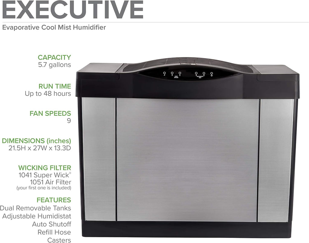 AIRCARE Digital Whole-House Console-Style Evaporative Humidifier Silver J9433