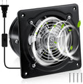 6 Inch Exhaust Fan 308CFM Kitchen Exhaust Fan with Switch Small Exhaust Fan Bathroom Potable Plug in Garage Exhaust Fan with Damper for Shop, Smoking Room, Industrial Ventilation Use, Black