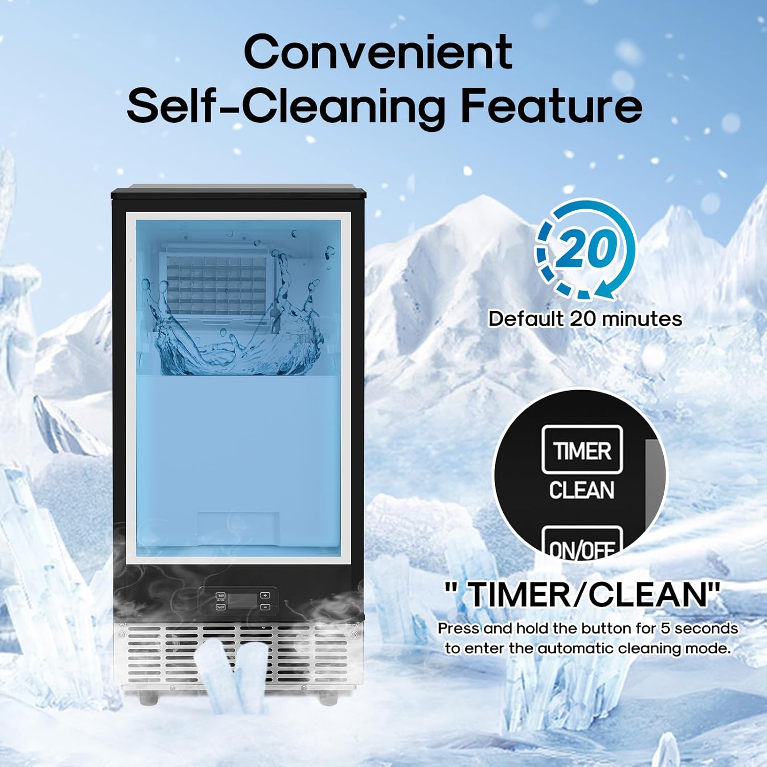 ICEPURE Commercial Ice Maker with Drain Pump, 80 Lbs/24H, Stainless Steel O4805