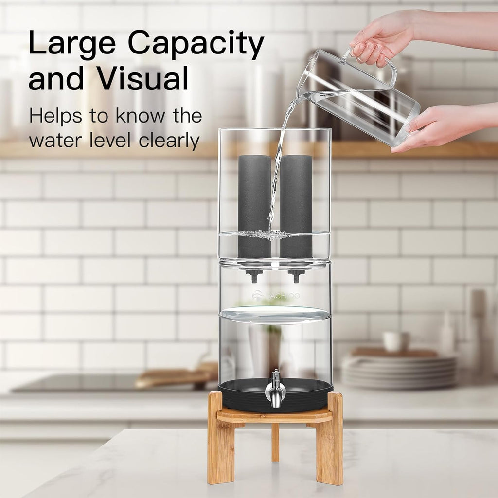 All Glass Water Purifier 2.25 Gallon with 2 Stand, Black Carbon Filter L1672