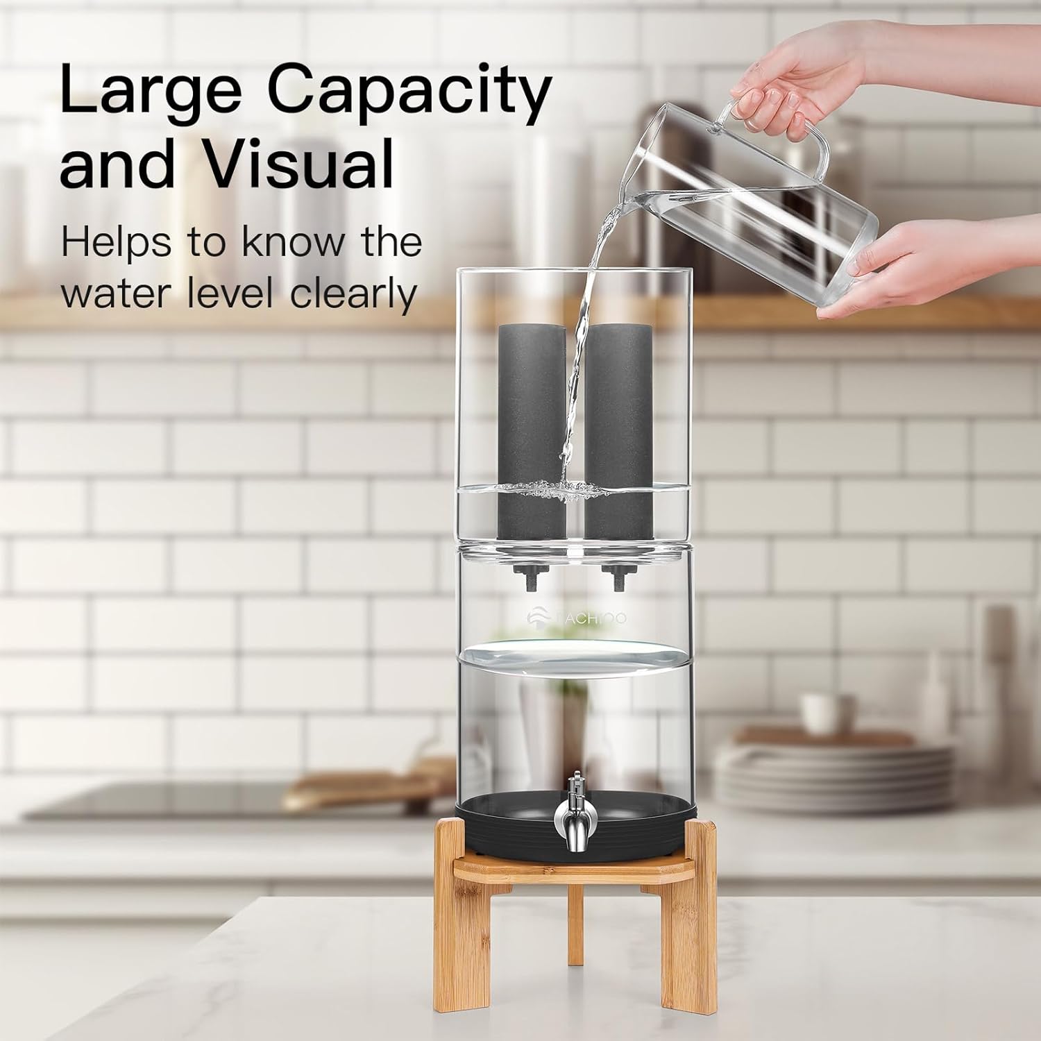 All Glass Water Purifier 2.25 Gallon with 2 Stand, Black Carbon Filter L1672
