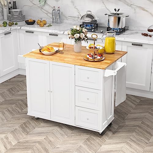 SILKYDRY Kitchen Island with Stainless Steel Top and Storage Cabinet H59405