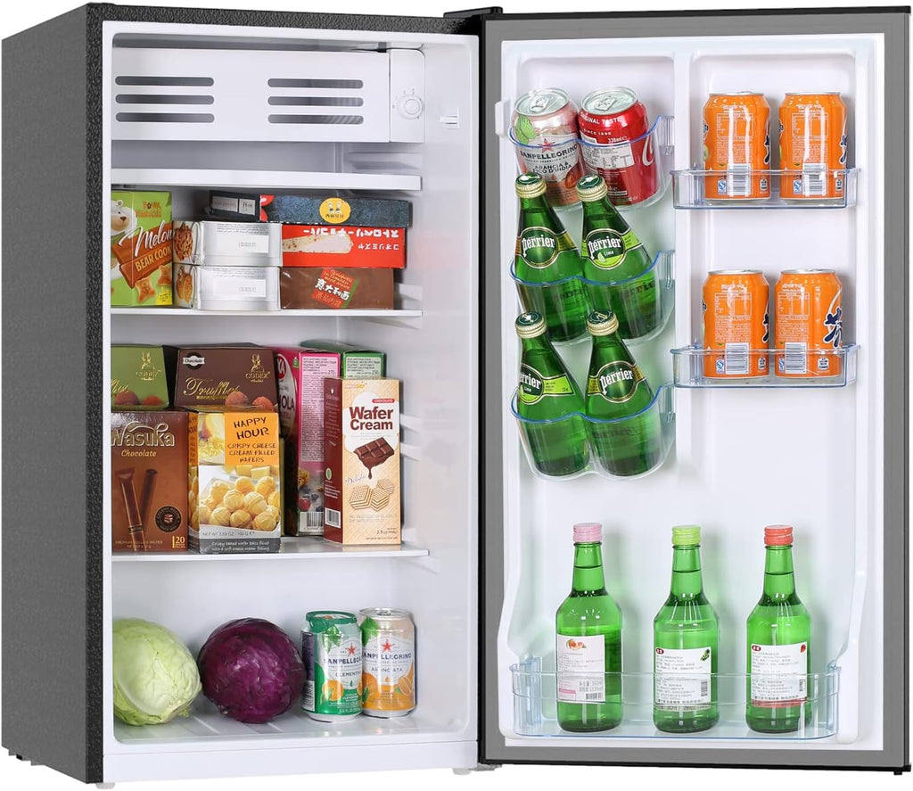 Frestec 3.2 Cu.Ft. Mini Fridge with Freezer for Bedroom, Black J2531