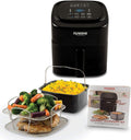 Nuwave Brio 6-Quart Digital Air Fryer Including Non-Stick Baking Pan and Stainless-Steel Cooking Rack (6-Quart + Gourmet Kit), Black