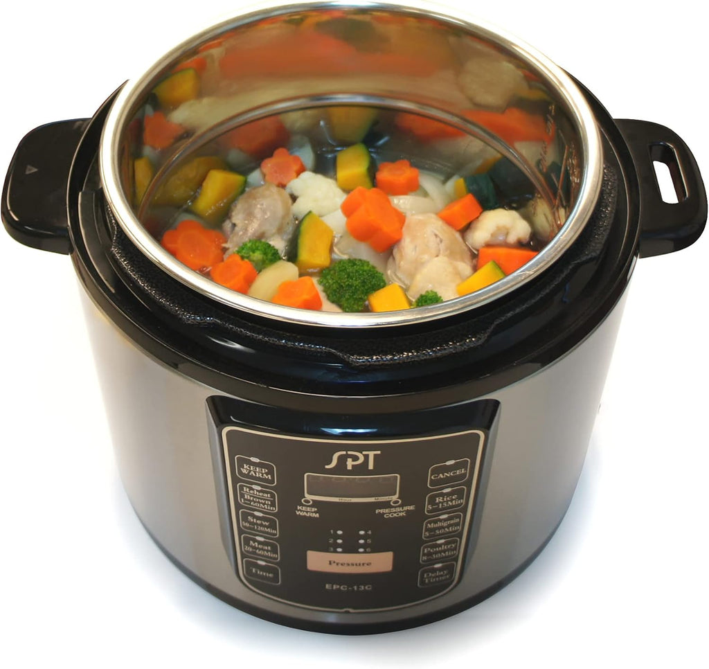 6.5-Quart Stainless Steel Electric Pressure Cooker with Quick Release T1365