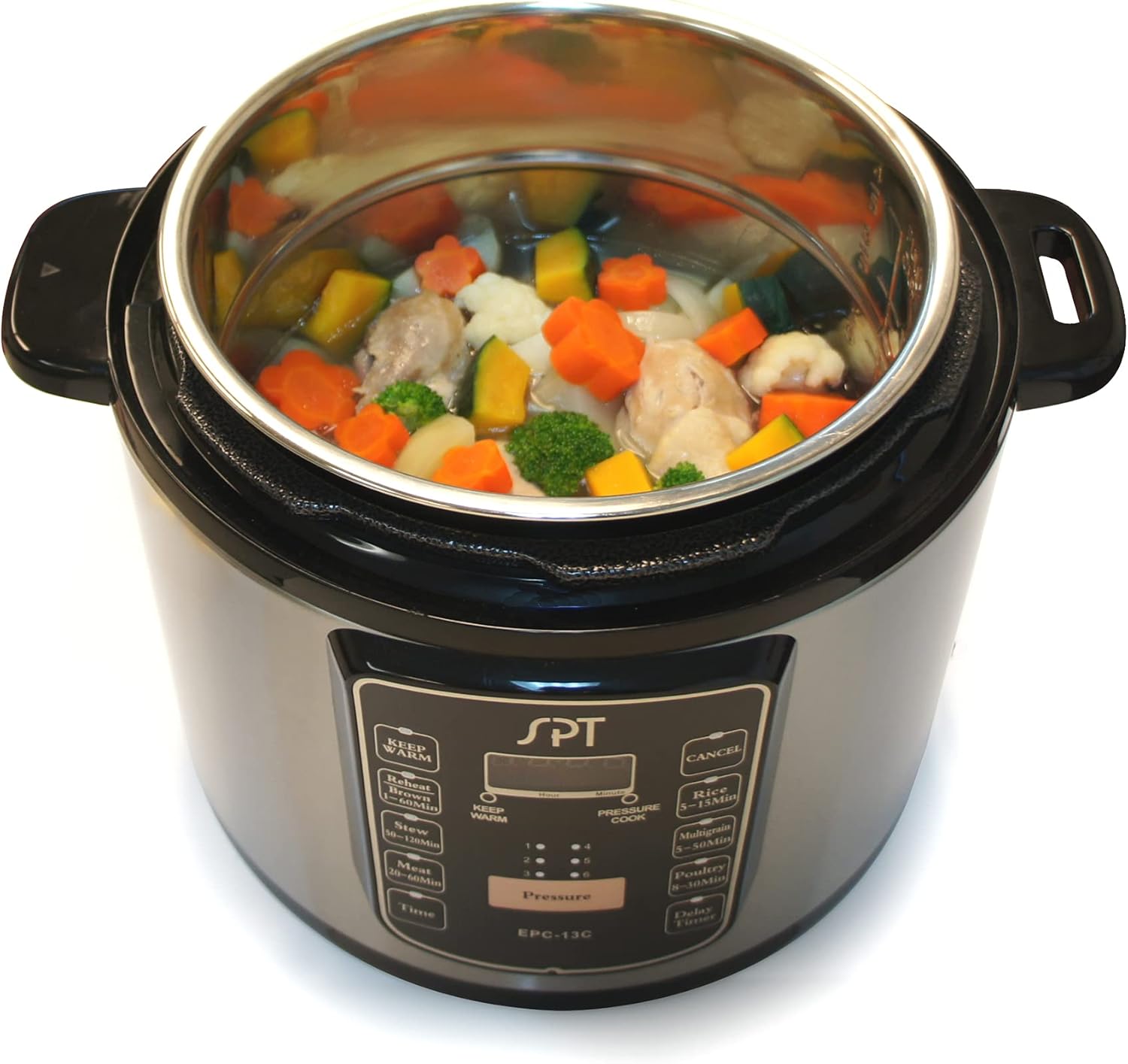 6.5-Quart Stainless Steel Electric Pressure Cooker with Quick Release T1365
