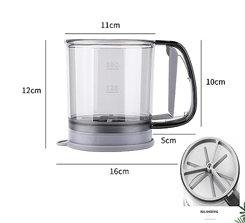 Flour Sifter with Hand Press, 3 Cup Fine Mesh, BPA Free, Gray R4259