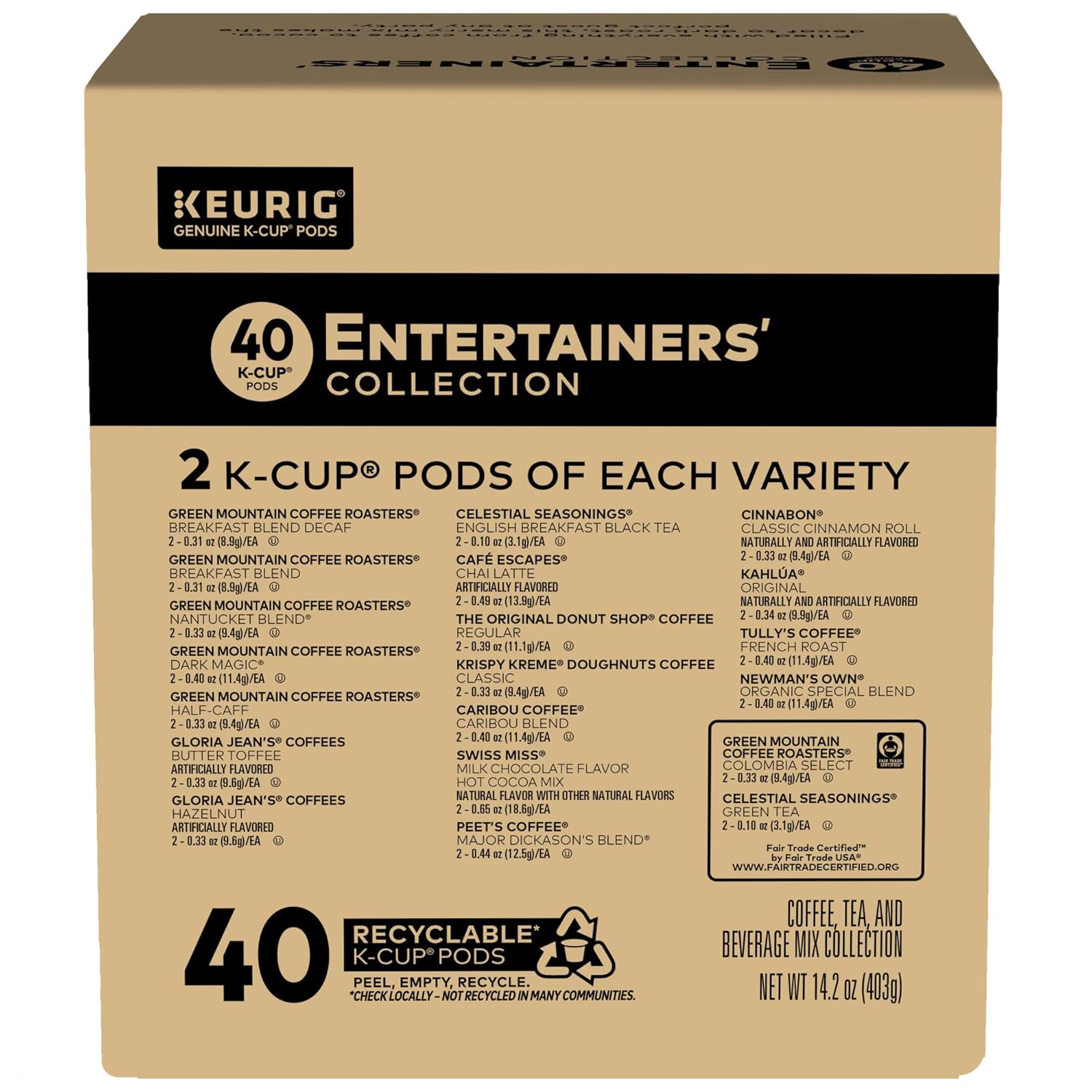 Keurig Entertainers' Collection Variety Pack, K-Cup Pods, 40 Count A940
