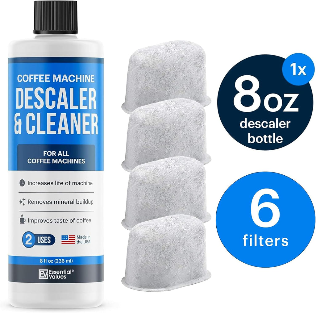 Essential Values Keurig Descaler & 6 Pack Replacement Filters, Brewer Care Kit T7965