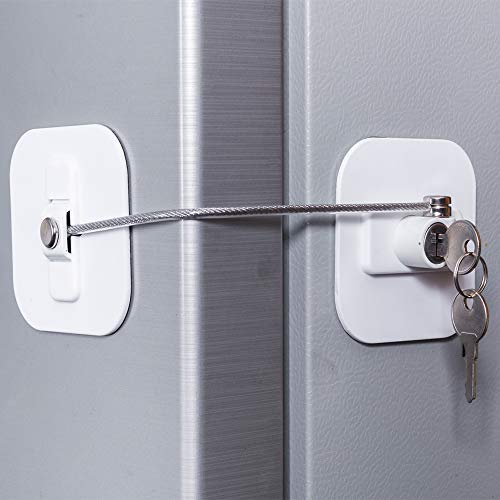 Fridge Lock,Refrigerator Locks,Freezer Lock with Key for Child Safety,Locks to Lock Fridge and Cabinets (White Fridge Lock)