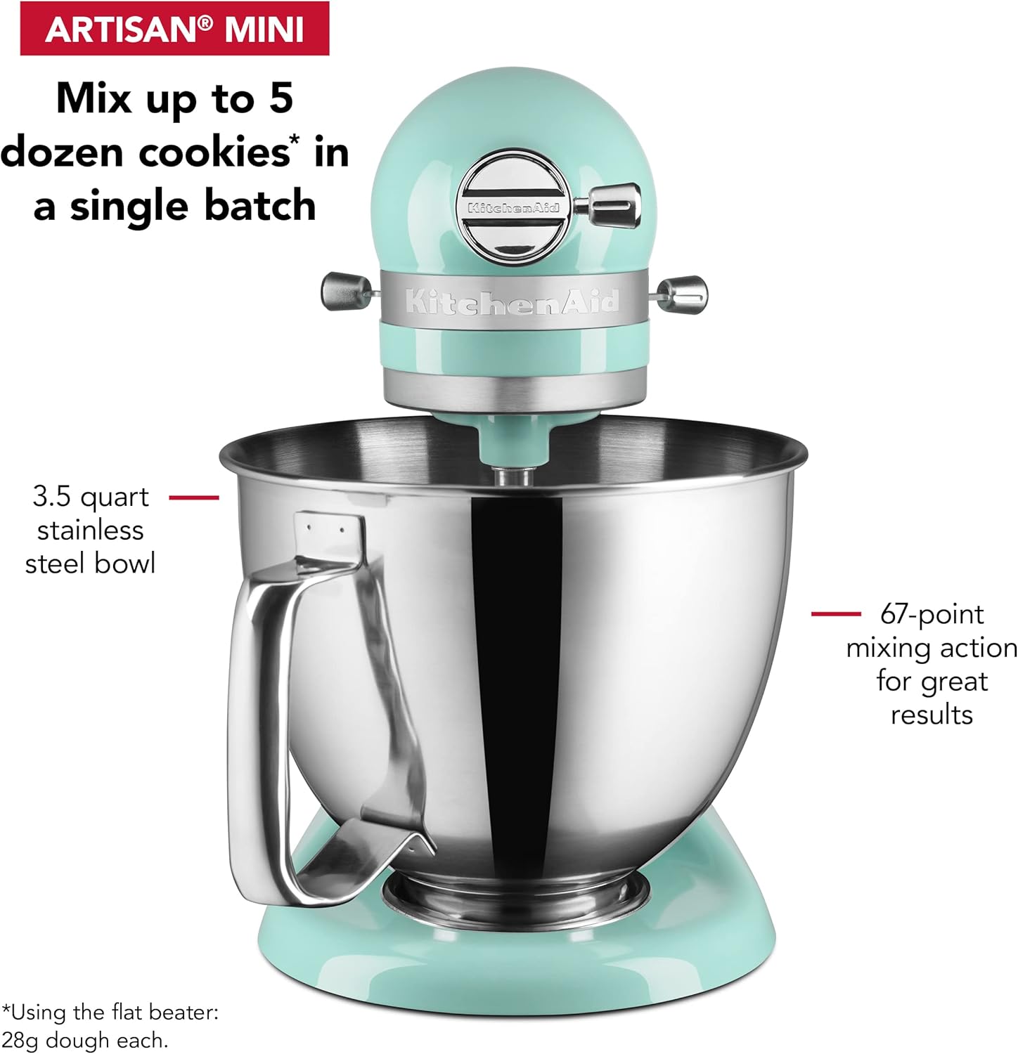 KitchenAid Artisan Mini Plus 3.5-Qt Tilt-Head Stand Mixer with Flex Edge Beater & Glass Bowl R46297