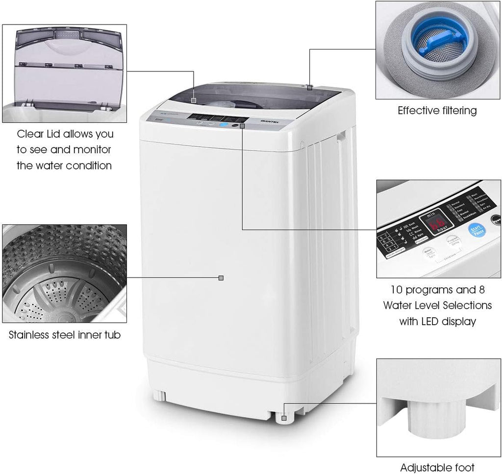 Giantex Full-Automatic Portable Washing Machine 1.34 Cu.ft with Drain Pump Y75851