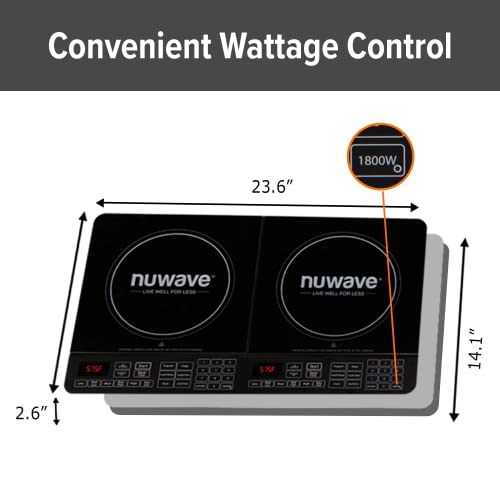 Nuwave Double Induction Cooktop, 1800W, 2 Large 8" Heating Coils X7929