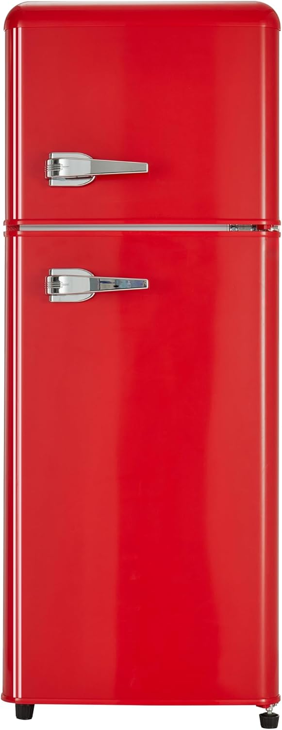 Dual Zone Compact Retro Refrigerator with Adjustable Shelves,4.5 cu. ft.Dual Zone Refrigerator,3.3 Refrigerator+1.2 cu. ft.4 Star Freezer,7 Temperature Settings and LED Lighting,45 dB