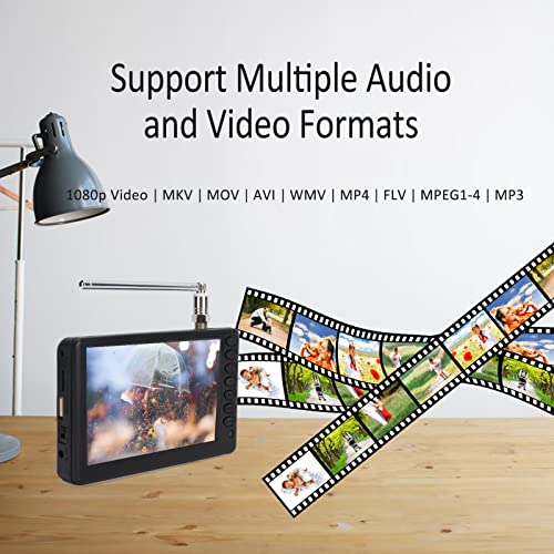 Yoidesu 5 inch Portable TV, ATSC HD TFT LED Pocket Digital Television with Remote Control H41862