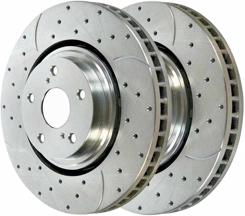 Ceramic Brake Pad Sets with Drilled and Slotted Rotors Kit Front Rear Y92749