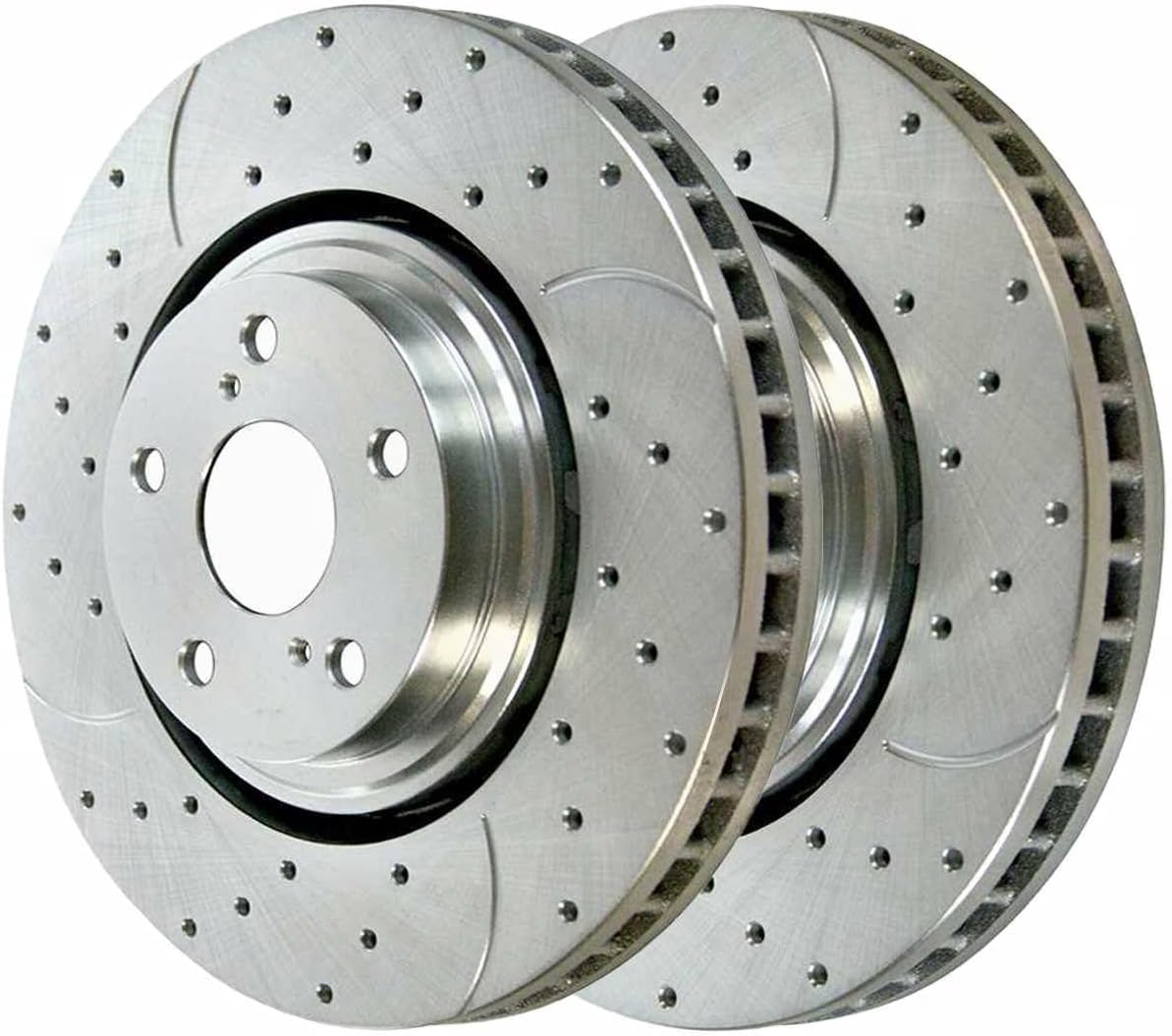 Ceramic Brake Pad Sets with Drilled and Slotted Rotors Kit Front Rear Y92749