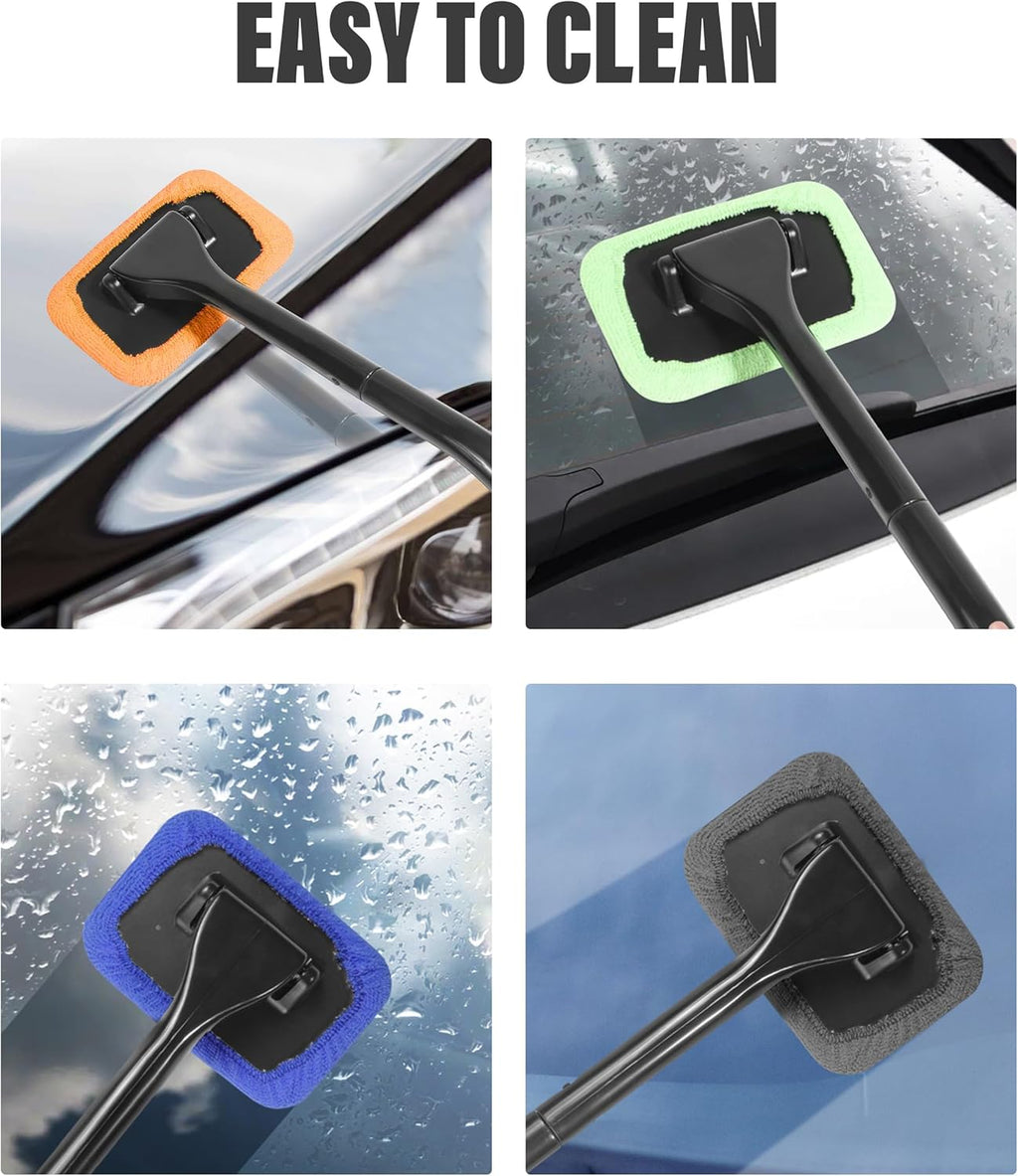 Windshield Cleaning Tool with Extendable Handle and Microfiber Cloth T290