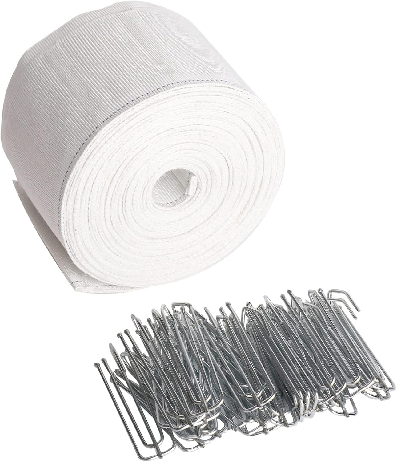 Curtain Pleat Tape, 10 Yards Pleater Tape for Curtains, Included 30 Pcs Stainless Steel 4 Prongs Curtain Pleater Hooks for DIY Pinch Pleat Curtain, White