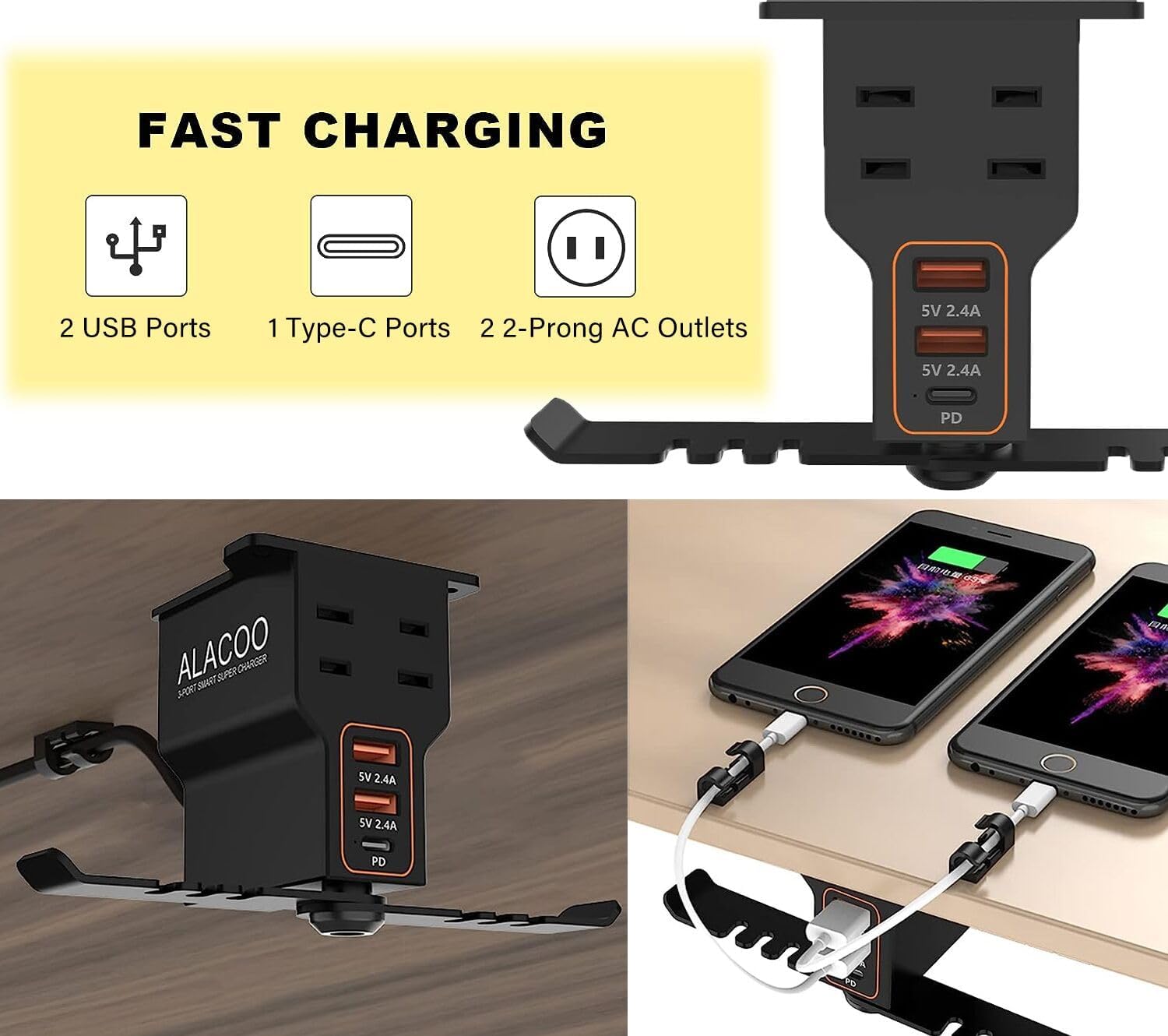 Headphone Stand with USB Charging Ports and AC Outlets G9292