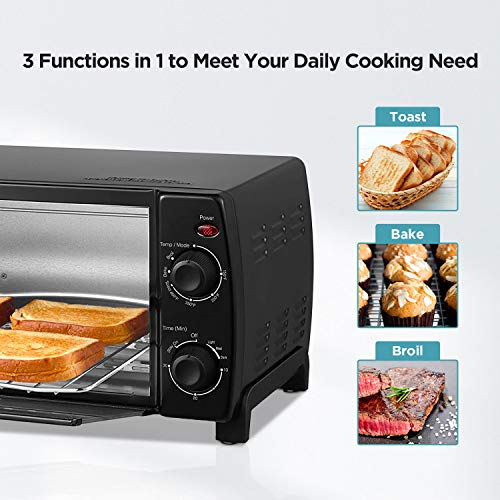 COMFEE' Mini Toaster Oven with Timer for Bake, Broil, Toast Z7045