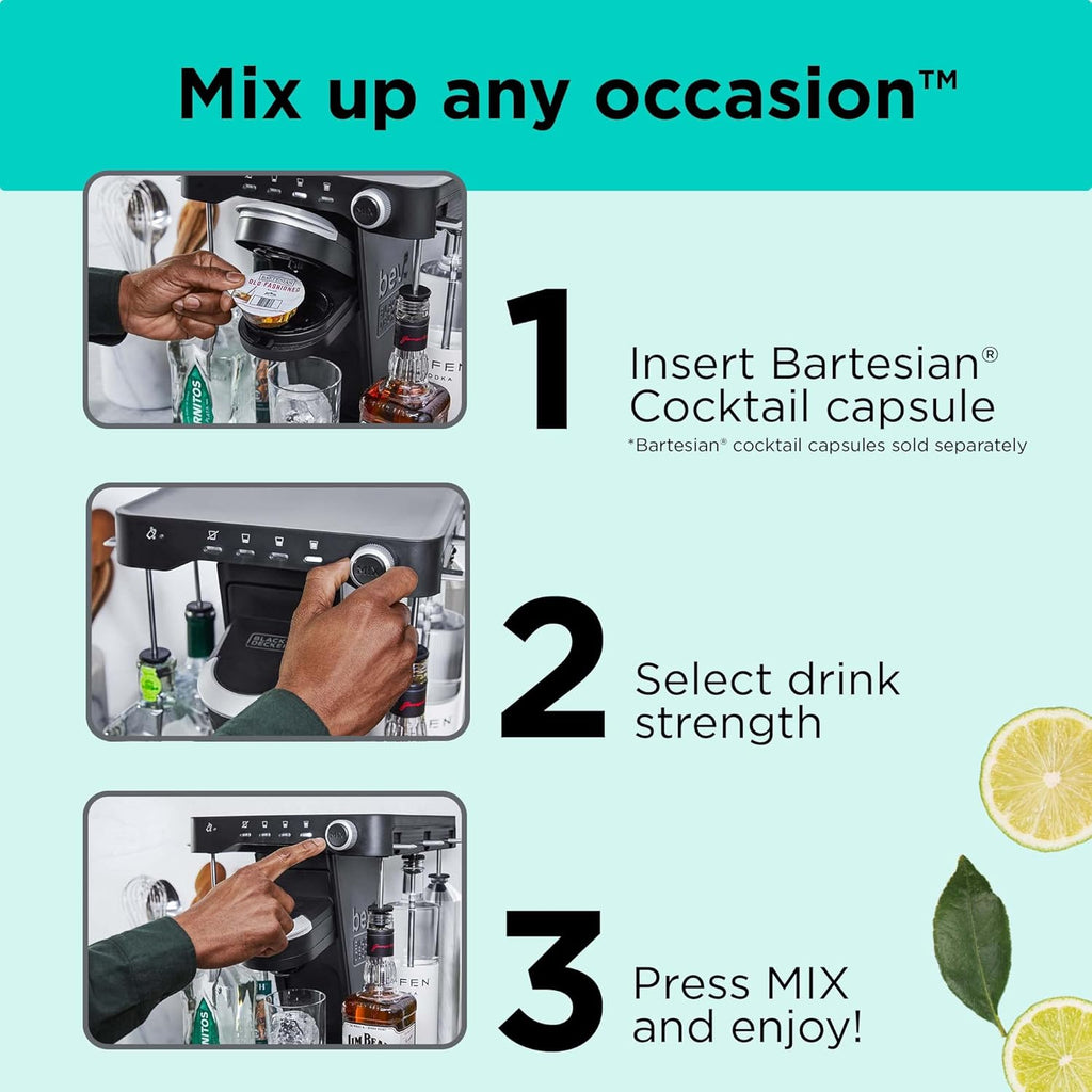 BLACK+DECKER bev Cocktail Maker Machine for Bartesian Capsules B2415
