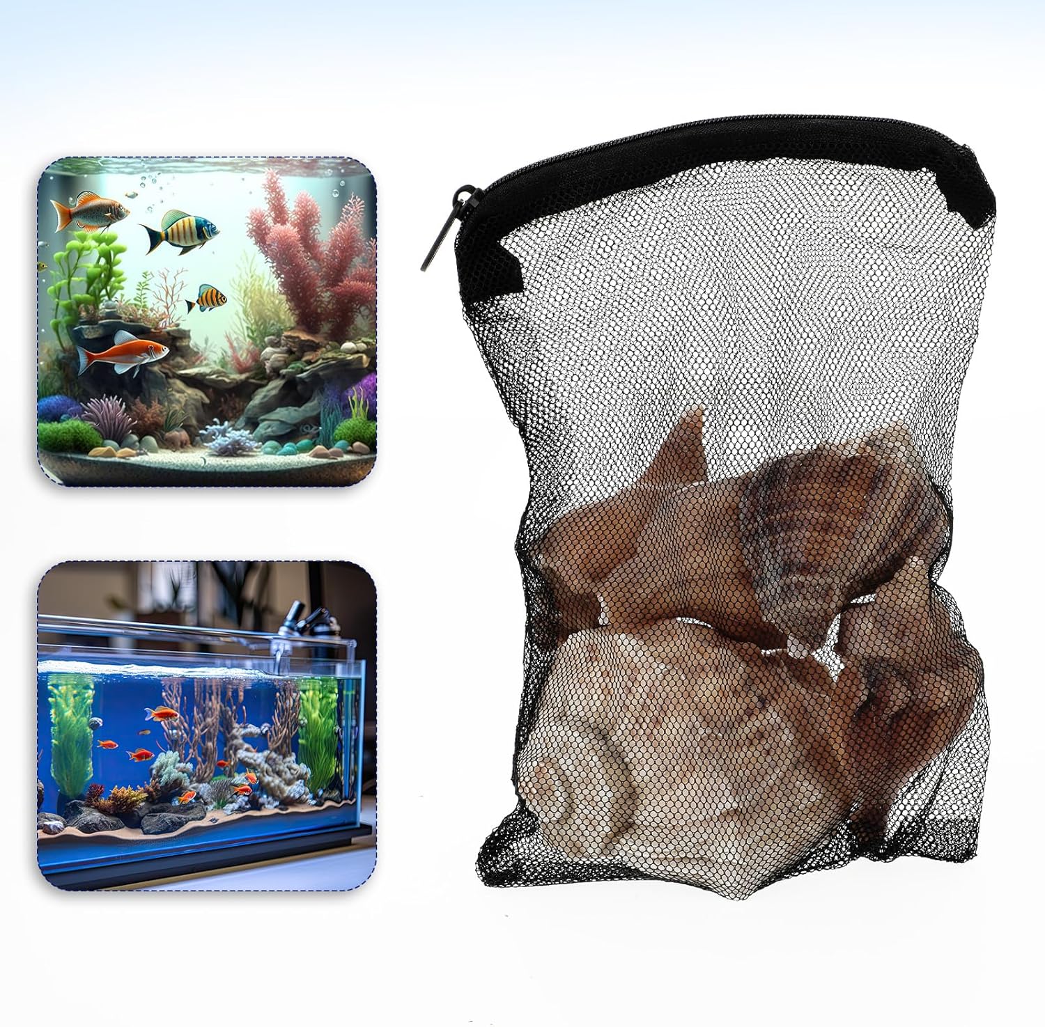 Aquarium Filter Media Bags with Zipper, Reusable Mesh Bags for Substrate L2299