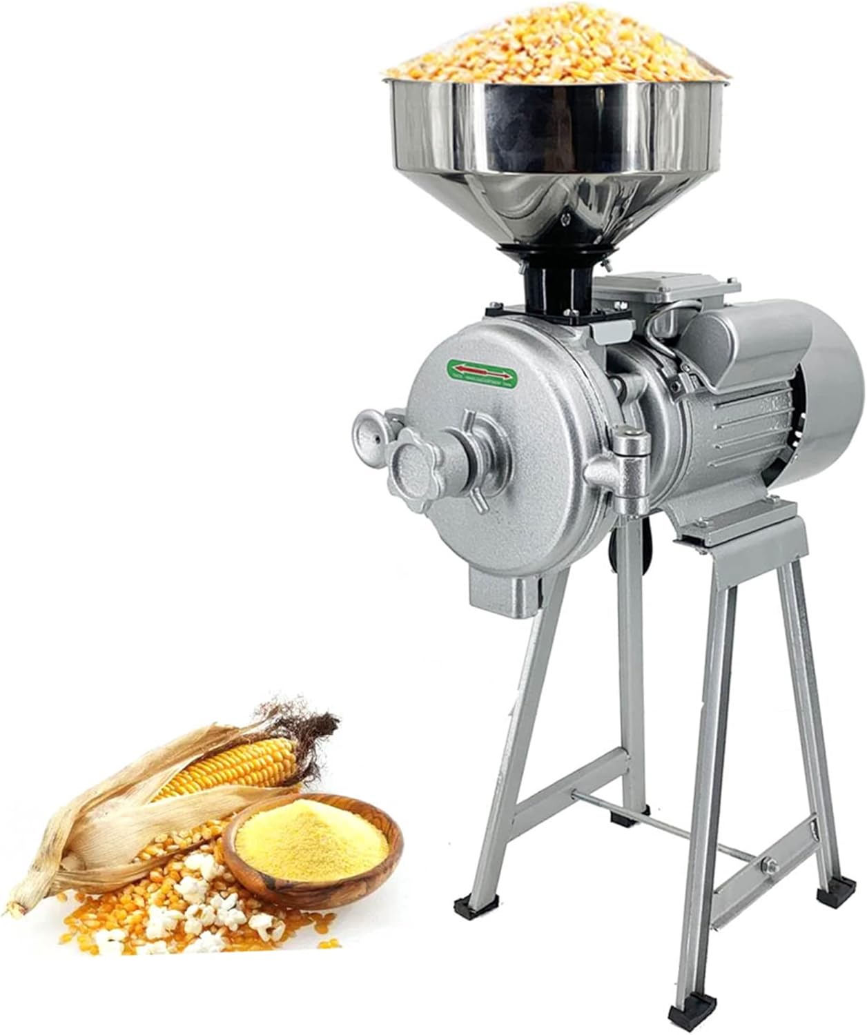 3000W Commercial Mill Grinder for Home Stores, 220V Grain Mill Grinder Corn Grinder Flour Mill Cereals Grinder with Funnel for Cereals/Rice/Corn/Coffee/Wheat Speedy Grinding