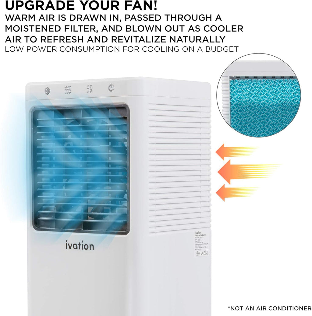 Ivation Personal Mini Air Cooler, Portable USB Desktop Evaporative Fan Humidifier I7239