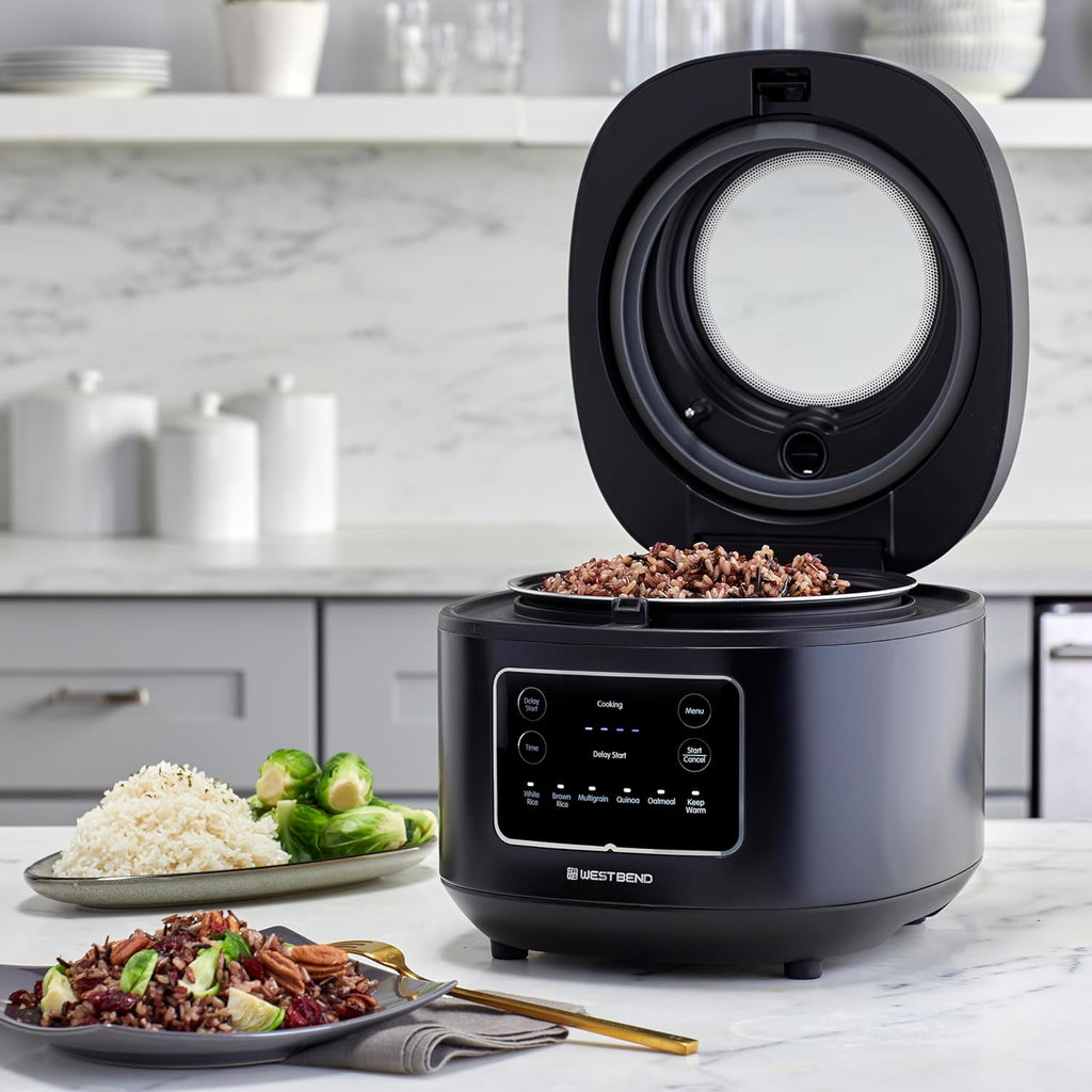 West Bend Programmable Rice & Grain Cooker, 12 Cups Cooked, Black C596627