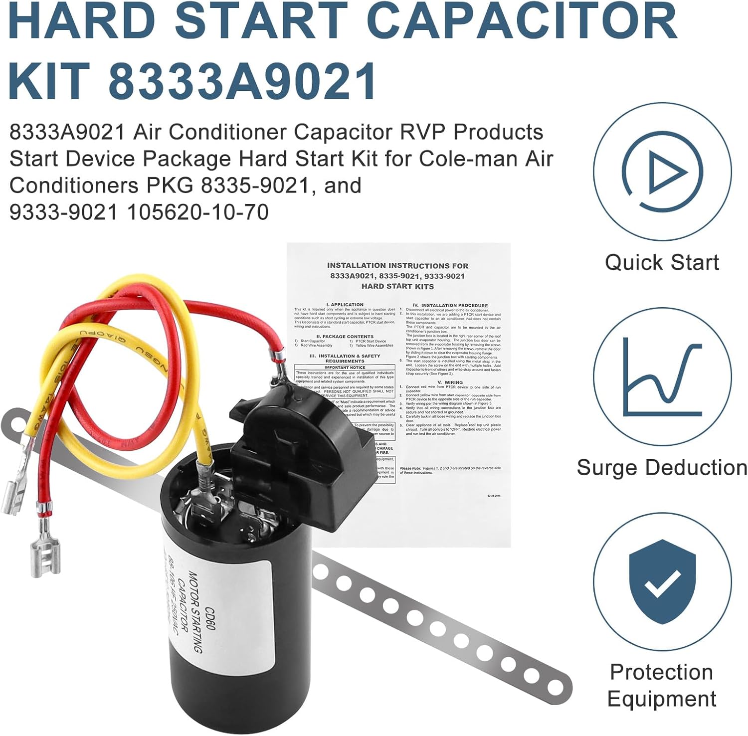 Fetechmate 8333A9021 Air Conditioner Hard Start Kit 2 Pack Z5669