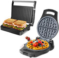 Aigostar Belgian Waffle Maker Thick 1.2", 8 Inch Flip Waffle Irons with Non Stick Surface，Panini Press Sandwich Maker, Aigostar 1000W Sandwich Press Grill