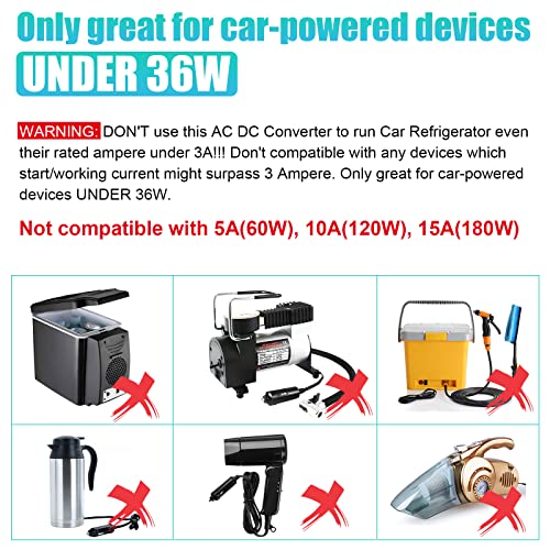 110V AC to 12V DC Car Power Adapter Converter 60W Black P456