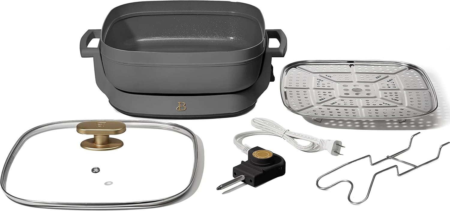 5-in-1 Electric Expandable Skillet, Oyster Gray by Drew Barrymore Y6902