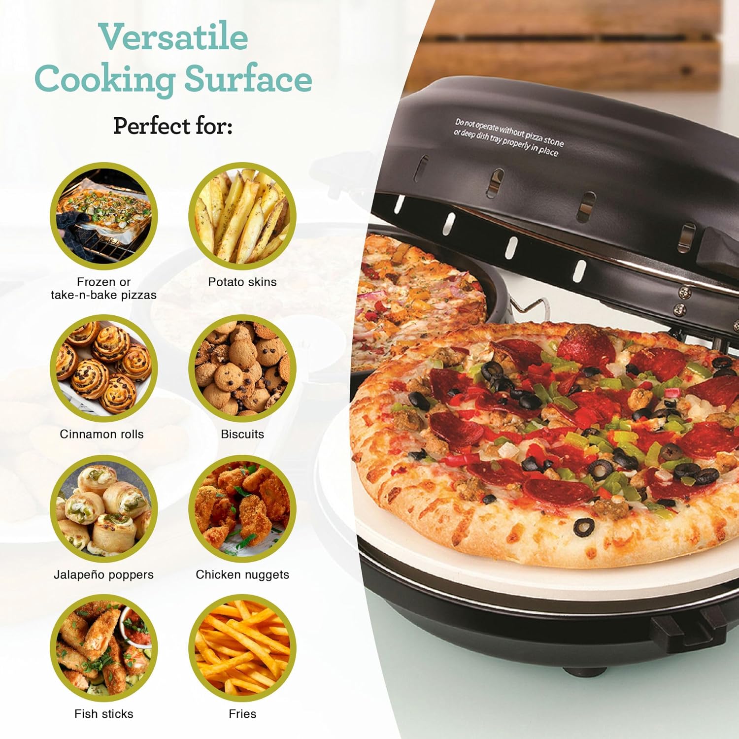 Euro Cuisine PM600 12" Rotating Pizza Maker with Stone & Baking Pan M25085