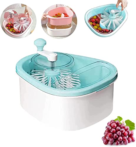 bacion Fruit Washer Cleaner Spinner, Fruit Cleaning Device, Large Fruits Washing Spinner,Self-draining System, Fruit Veggie Cleaning with Full-Sided Spin Scrubber Brush BD-10507