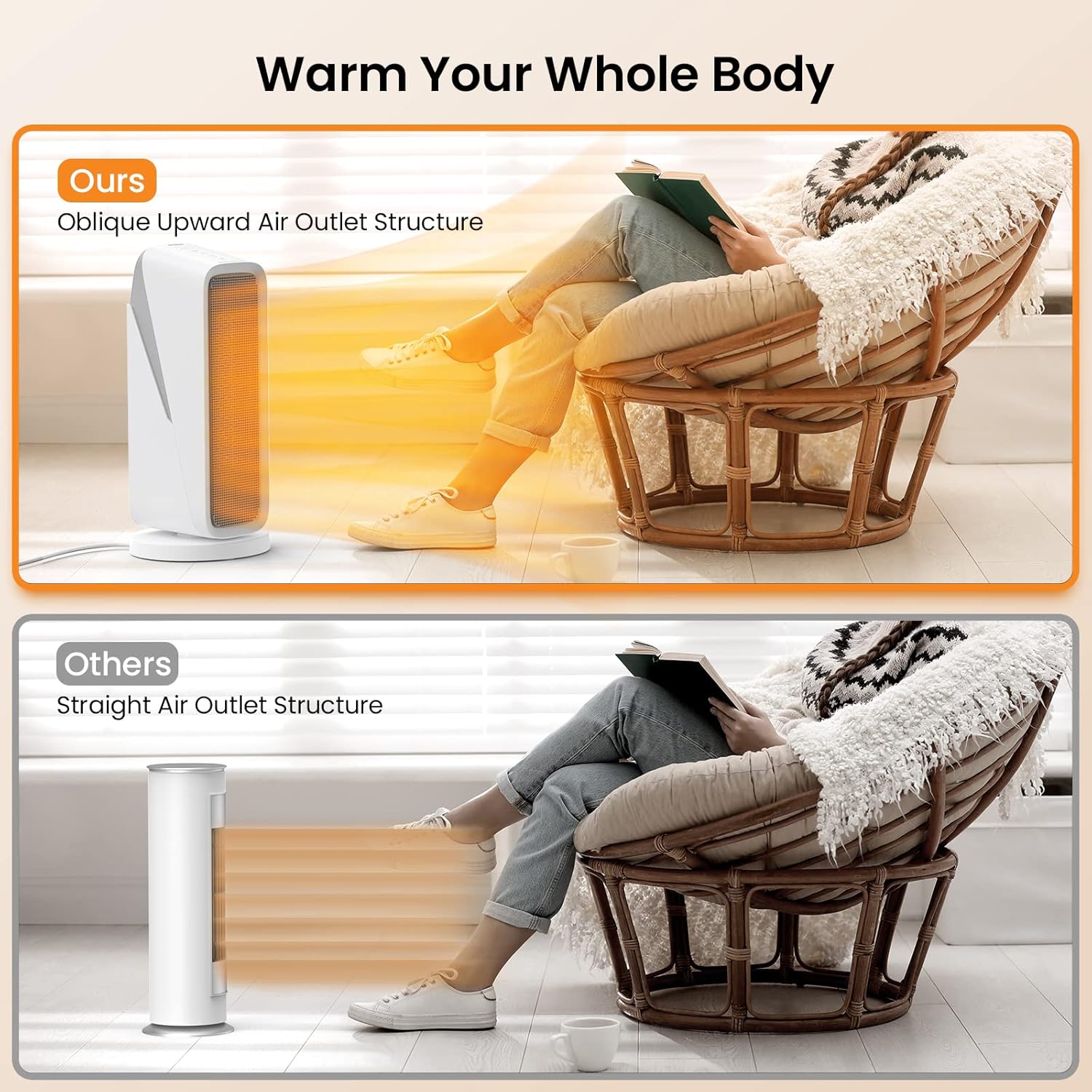 Electric Space Heater 1500W Ceramic with WiFi & Bluetooth App Control J83610