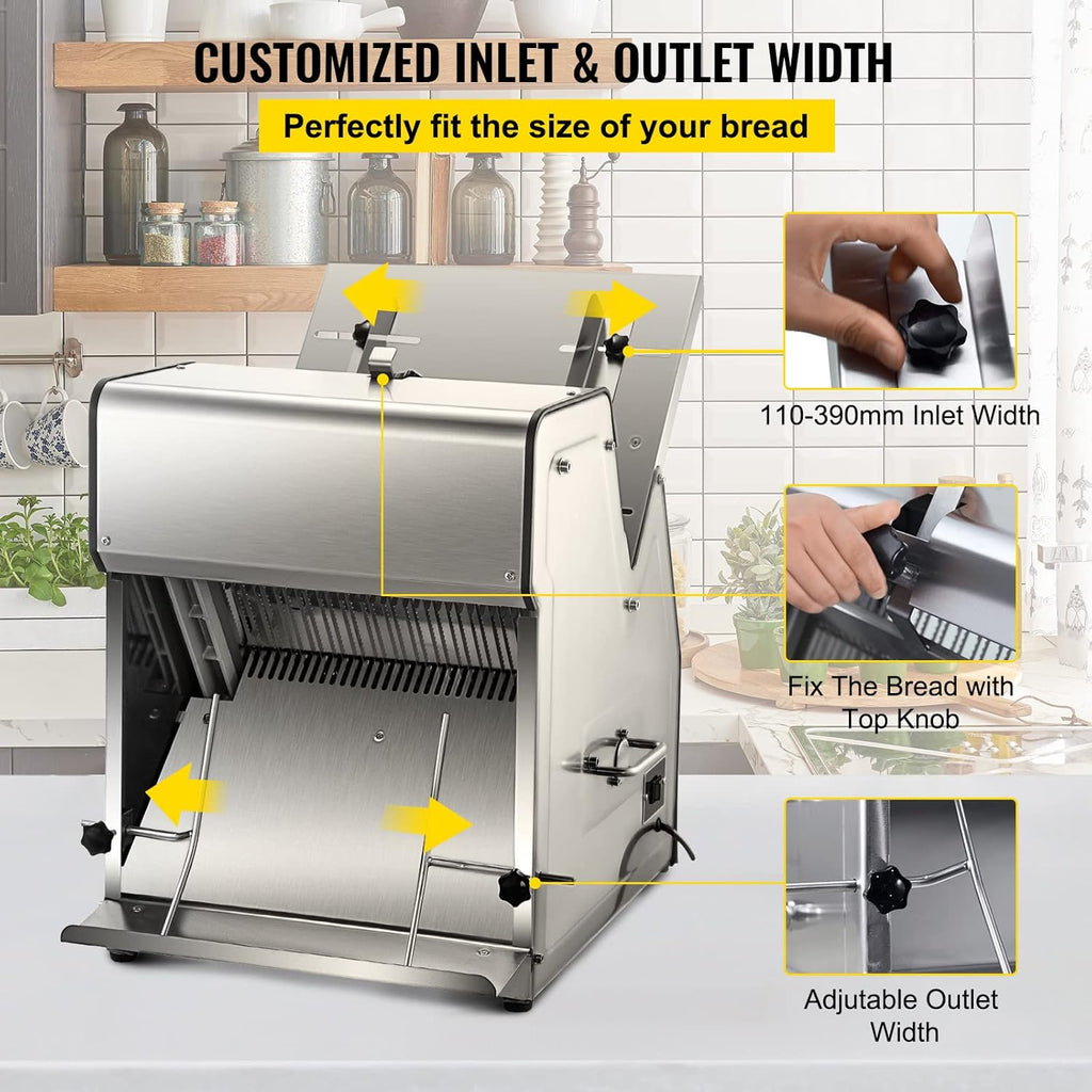 VEVOR Commercial Toast Bread Slicer 12mm Electric Bread Cutting Machine 110V H217
