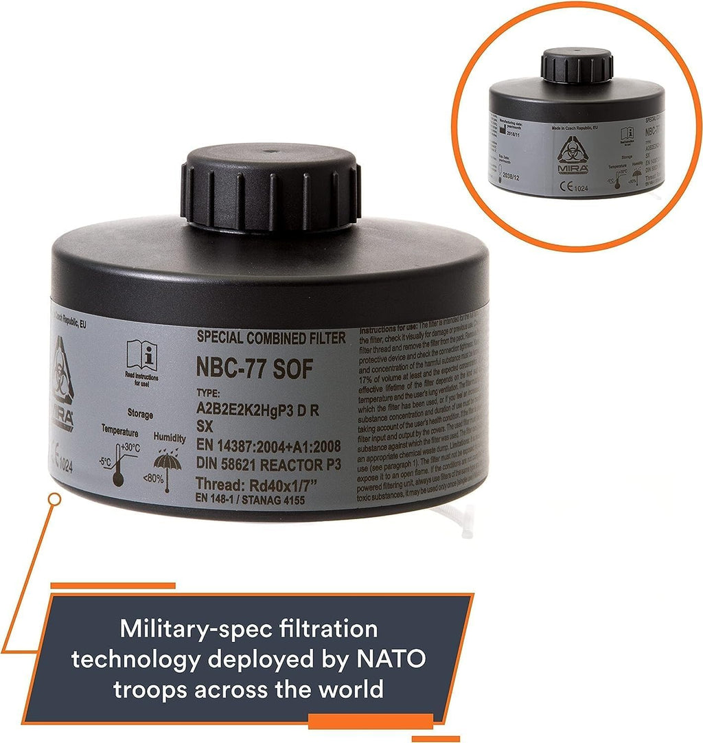 MIRA Safety CM-7M NBC-77 SOF 40mm CBRN Gas Mask Filter G813
