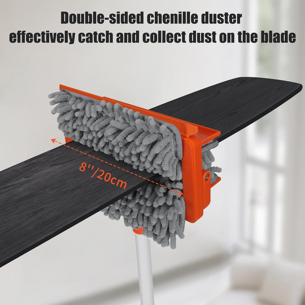 Qaestfy Ceiling Fan Cleaner Duster with Extendable Long Handle, Reusable Chenille & Microfiber Mop Head G7268