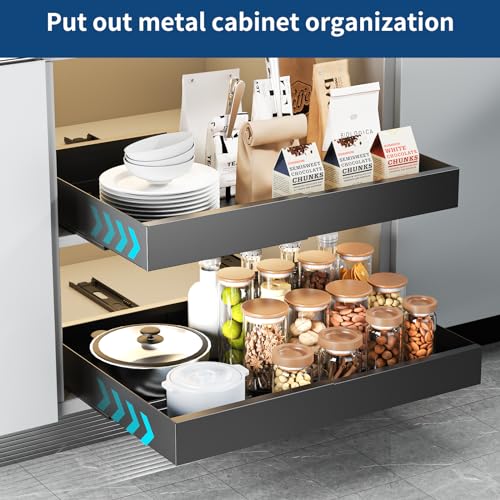 CHENDY Pull Out Cabinet Organizer, Expandable Heavy Duty Slide Out Drawers W24803